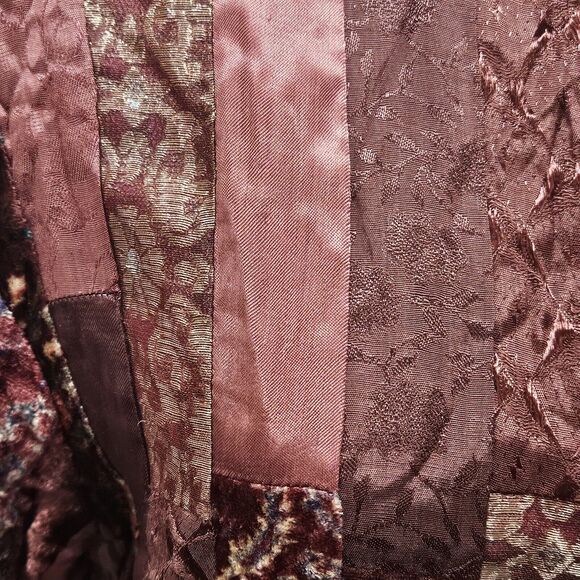 Hippie Boho Patchwork 80s Artsy Deco Phool Vintage Velvet Satin Jacket Large - Picture 7 of 13